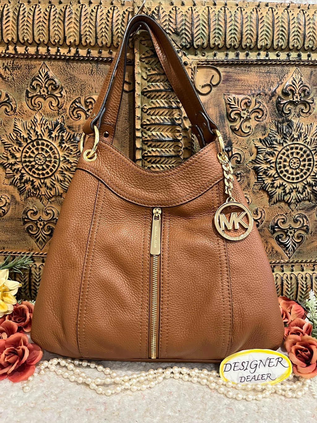 Michael Kors Moxley Luggage Brown Leather Satchel